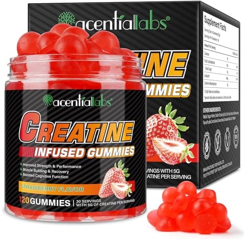 Creatin Ultra Gummis, Kreatin-Gummis, Kreatin-Monohydrat-Gummi FüR MäNner Und Frauen - 5 G Creatin-Monohydrat Pro Portion, UnterstüTzt Muskelwachstum, Energieschub, 120 Gummi