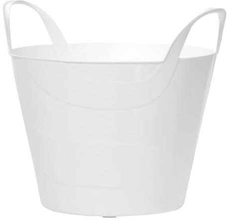 Flexi Bucket Plastic Tub Bin Storage Feed Garden Building Laundry Toys Large Handles Home Garden DIY Lightweight Flexible (White, 15 Litres)