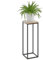LAMO Manufaktur 70 cm Support Plantes | Piédéstal pour Plantes | Porte-plantes Interieur Cadre Noir | Plateau 100% Bois Massif Couleur: Naturel