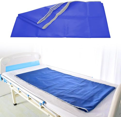 Patienten Gleitlaken, Wiederverwendbares Gleittuch Für Bettlägerige 200 * 100 CM, Gleittuch Für Betttransfer Zum Drehen, Gleithilfe, Schiebeplanen Transferlaken Für Auto, Rollstühle, Bett (Blau)