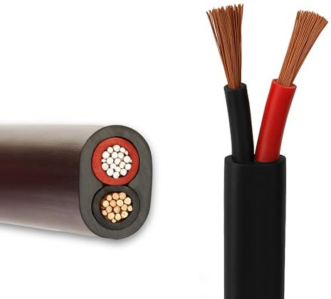 Non-Thinwall Automotive Flat Twin 2 Core Cable 1.5mm², 12.75A, 12V/24V Wire for Auto, Van (20M Coil)