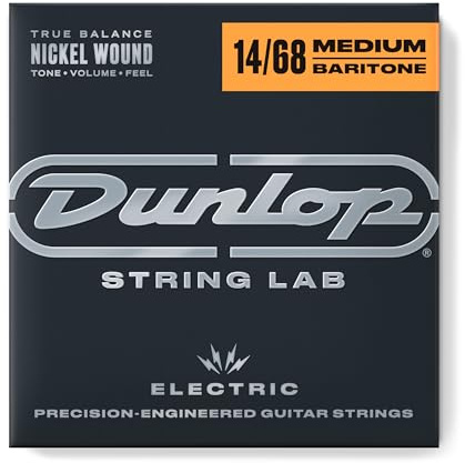 DUNLOP Saitensatz für E-Gitarre, Nicke Wound, Medium Bariton 14-68 (CDU DEN1468)