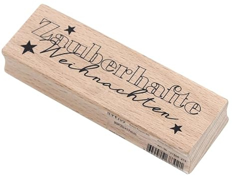 Artoz Stempel – Holzstempel – „Zauberhafte Weihnachten“ – 90 x 30 mm – Motivstempel zum Kartenbasteln für Weihnachten, Einladungen, Grüße