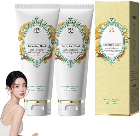 Licorice Root Anti-Darkness Whitening Cream, 2 Stück 100g Gesichts- & Körpercreme gegen Pigmentflecken, Aufhellende Pflege gegen Pigmentflecken Für gleichmäßigen Teint