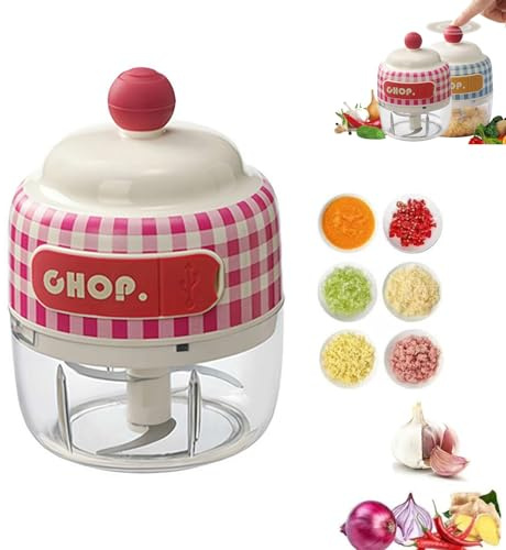 Electric Garlic Chopper, 150ML Portable Cordless Mini Food Processor,USB C Rechargeable Garlic Grinder Masher Onion Chopper, Blender to Vegetable for Fruit Veggie Nuts Meat Spices Chili (Red)