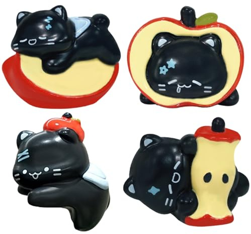 Joygoodta 4Pcs Mini Cat Figurines Monitor Buddy Cute Resin Computer Monitor Decor with Groove Design Cute Desk Car Figurines Dashboard Decor