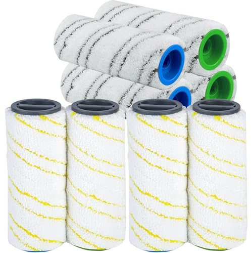 8 Stück Walzenset für Karcher FC7 FC3 FC5 EWM2 Staubsaugerbürste, Mikrofaser Rollen für Karcher Bodenreiniger 2.055-007.0/2.055-006.0 (Gelb + Grau)