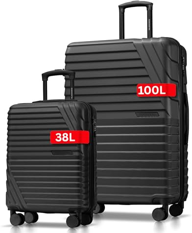 Cocoono Koffer Set 2 Teilig 77cm & Handgepäck Koffer 55x40x20cm in einem Set, Sehr robuste Reisekoffer mit sanften Rollen & TSA Schloss (anthrazit, 2er Set)
