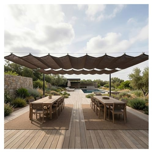 Wellen-Sonnensegel for den Außenbereich, einziehbares Sonnensegel for die Terrasse, einziehbares Vordach, Wellen- Markise, Inklusive Montagesatz(W2.5*L3m/W8.20*L9.84ft)