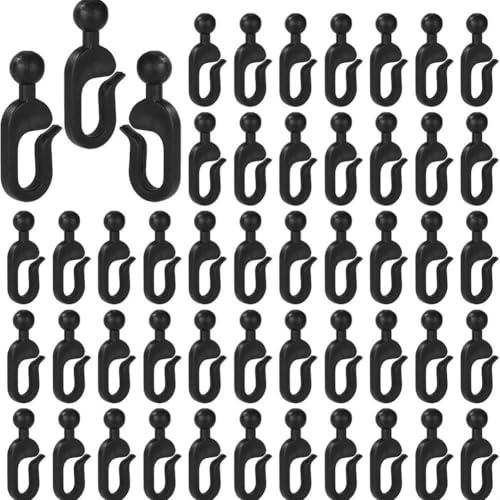 50 Pack Plastic Curtain Hooks, Black Gliding Hooks for Gazebo &, Curtain Rail Hooks for Outdoor Pergola Windproof Accessories(Style 1: 50 Pcs)