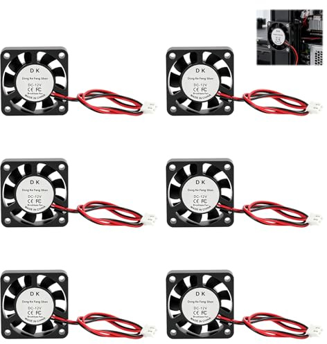 Pack de 6 Ventiladores de Refrigeración de 40 mm, 12V DC, 0.08A – Ventiladores Silenciosos 4010 para Impresoras 3D, DVR y Electrodomésticos Pequeños, Deslizamiento Duradero