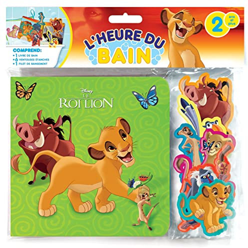 Disney Le Roi Lion L'Heure du Bain - Livres d'activités pour enfants, livre de bain de 6 pages, 6 ventouses en relief et étanches, 1 sac en filet