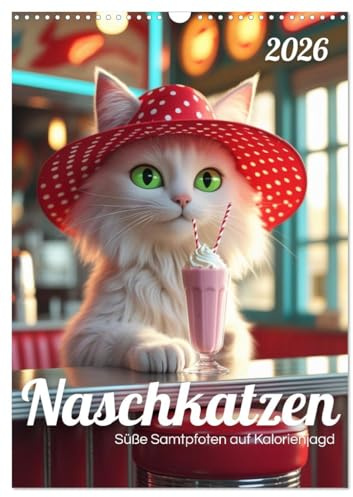 Naschkatzen – Süße Samtpfoten auf Kalorienjagd (Wandkalender 2026 DIN A3 hoch), CALVENDO Monatskalender: Mit viel Charme und einem Augenzwinkern ... Liebe zu Katzen und Süßem. (CALVENDO Tiere)
