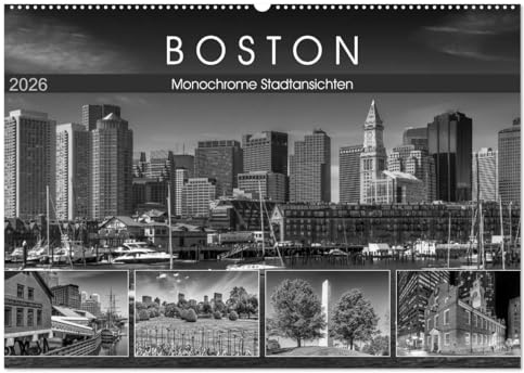 BOSTON Monochrome Stadtansichten (Wandkalender 2026 DIN A2 quer), CALVENDO Monatskalender: Historische und urbane Impressionen (CALVENDO Orte)