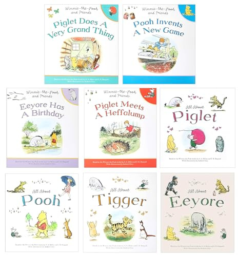 Winnie The Pooh and Friends 8 Picture Books Collection Set (All About Pooh, Eeyore Has A Birthday, All About Tigger, Piglet Does A Very Grand Thing,All About Eeyore, Piglet Meets A Heffalump & 2 More)