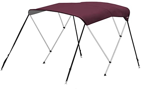 Oceansouth 3-Bogen Classic Bimini Top aus Aluminium – Maroon, Montagebreite 1,9–2,1 m, 1,83 m Länge, UV-beständig, wasserabweisend, inkl. Komplett-Montagesatz