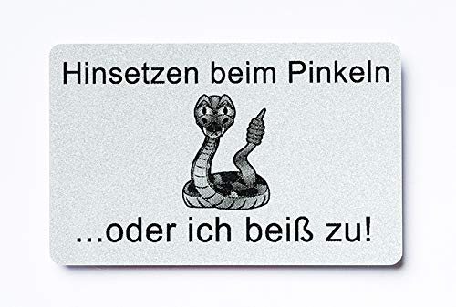 KaiserstuhlCard Magnete WC Schild Hinsetzen beim Pinkeln oder ich beiß zu Toilette selbstklebend Aufkleber Türschild Tür Haus Büro Praxis Geschäft Sitz Toilettensitz WC-Sitz Zubehör