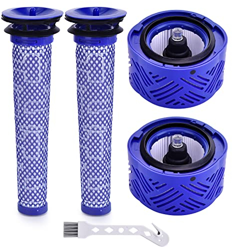 Filtro de repuesto para aspiradoras Dyson V6 Motorhead Absolute Animal, 2 unidades de prefiltro y filtro HEPA, sustituye a las piezas 965661-01 y 966741-01