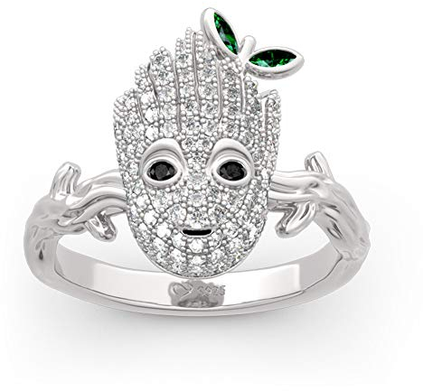 Jeulia Ich bin Groot Baummann Ring Sterling Silber Roségold Schüttelnd Ring Schmuck Geschenk für Damen Herren (Silver-2, 54 (17.3))