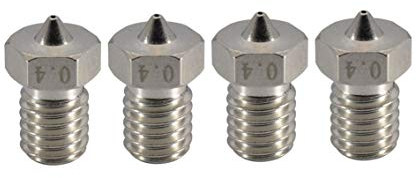 3D-Drucker-Überzug, verschleißfest, M6-Gewinde, Messing-Düse, 0,4 mm kompatibel mit1,75 mm V6 Hotend Titan Aero Extruder Prusa I3 MK3 MK3S Anycubic I3 Mega 3D-Drucker (4 x 0,4 mm)