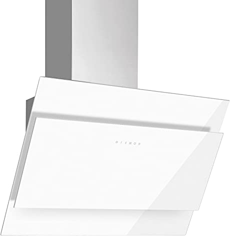 Pyramis breite weiße kopffreie Wandhaube 90 cm Edelstahl Glas