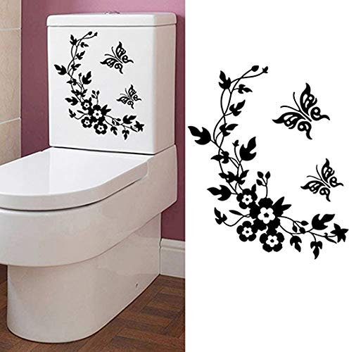 Brussels 08 autocollants amovibles pour abattant de toilettes Motif papillon et fleur Couleur aléatoire