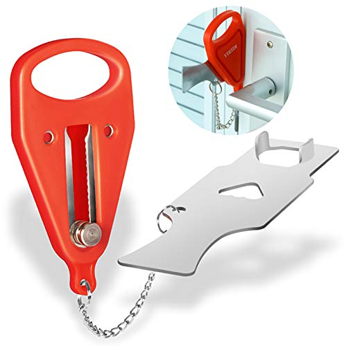 Home Security Door Lock, VIRIDI Portable Travel Doorlocks for Airbnb Hotel Room Bedroom Add Extra Safety Privacy Solid Removable No Drill Door Jammer Latch for House Apartment School Selfdefense Item