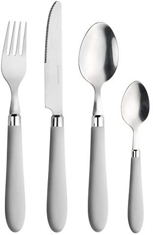 Prima Collection, Set da 24 Posate Serie Daisy, in Acciaio Inox Nichel Free, con Manico Colore: Bianco, con Scatola Regalo