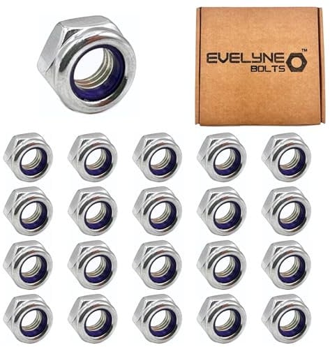 M12 Nyloc Steel Nuts, 12mm Self Locking Nuts with Nylon Inserts (20 Pack) Evelyne