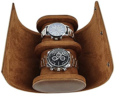2 Slot Uhren Boxen, Uhren Aufbewahren Uhrenrolle Leder, Uhren Aufbewahrungsbox, Watch Display Aufbewahrungskoffer Organizer für Aufbewahrung Und Anzeige (Brown)