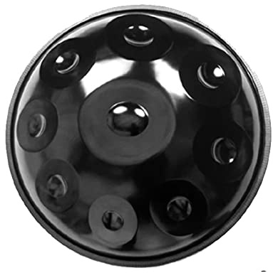 hzexun 9/10 Noten Handpan Drum 22 Zoll In D-Moll Handtrommel Steel Drum Percussion Mit Handpan Ständer Und Weicher Handpan Tasche, Handpan Drum Instrument (9 Notizen,Schwarz)