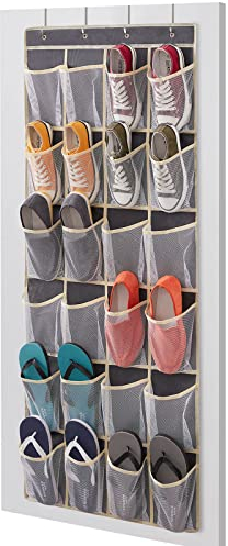 Lifewit Organizer über der Tür für Schuhe, Hängeregal Stoff Hängeorganizer mit 24 Taschen, Schuhregal Hängend Kleiderschrank Organizer für Schlafzimmer, Badezimmer, Schrank, Groß, Grau