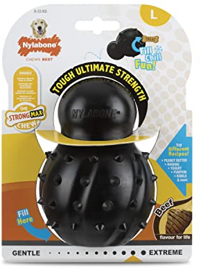 Nylabone Max Strength Rubber Cone Dog Chew Toy, Beef Flavour, Stuff with Treats, Large, for Dogs 0-23kg
