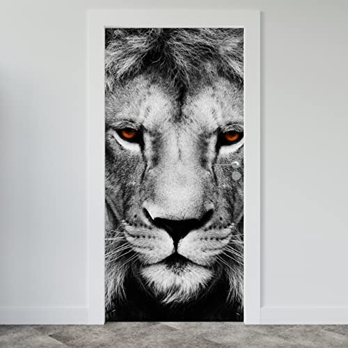 Estika Türtapete selbstklebend - Löwe - 95x205 cm - Einem Bogen Türposter, Tiere Türaufkleber, Aufkleber PVC Folie, Klebefolie für türen, Tür tattoo, Modern decoration