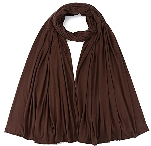 London Scarfs PREMIUM QUALITY BIG SIZE JERSEY HIJAB SCARF SHAWL SUPER STRETCHY MAXI LYCRA WRAP (brown)