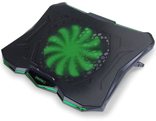 ENHANCE Soporte De Refrigeración Portátil con Ventilador Led Cooler, 7 Posiciones de Altura Ajustables y Puerto USB Dual - 1 Ventiladores Ultra Silenciosos De Alto Rendimiento 800 RPM - Verde