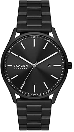 Skagen Holst Montre pour Homme, Mouvehommet à Quartz avec Bracelet en Acier Inoxydable Ou en Cuir, Noir
