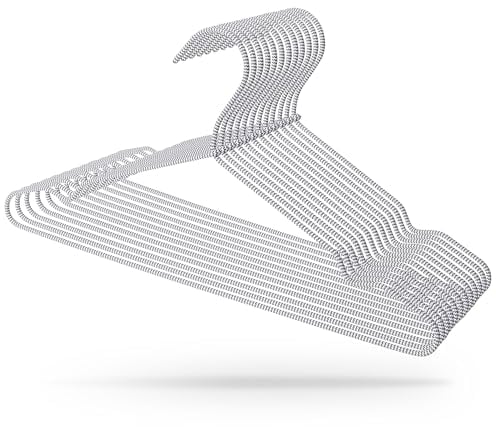 MJhomely® Elegante Kleiderbügel [40 Stück] in Grau - Platzsparend aus Metall mit Textilüberzug - Schmal mit Einkerbung, Rutschfest und Stabil für Ordnung im Kleiderschrank
