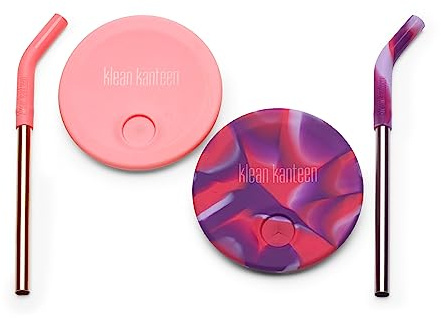 Klean Kanteen Kid's Cup Straw Lid 2-Pack Pink/Pink Tie Dye