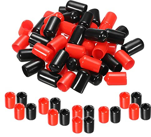 QUARKZMAN 50pz Gomma Estremità Cappucci Copertura Assortimento 11mm Vinile Vite Filetto Protezione per Vite Bullone Nero Rosso