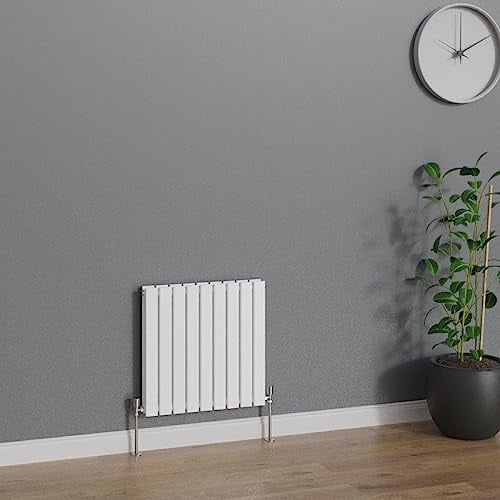 WarmeHaus Radiatore di design orizzontale a colonna a schermo piatto, 600 x 612 mm, bianco, doppio termosifone, riscaldamento centralizzato per bagno, camera da letto, cucina, corridoio, soggiorno