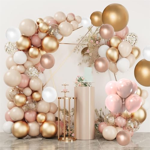 Blush Ballons Garland Arch Kit, 101 pcs Retro Rosa Macaron Orange Gold Weiß Ballons Konfetti Latex Ballons für Mädchen Baby Dusche Garten Tee Party Bachelorette Geburtstag Hochzeit Dekorationen