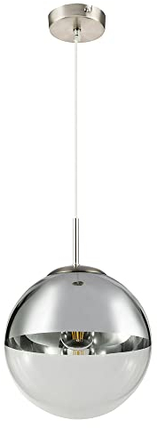 Hängeleuchte Glaskugel Kugelleuchte Chrom Esszimmerleuchte hängend Glas, Metall, 1x E27 Fassung, DxH 25x120 cm