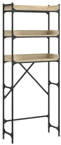 vidaXL Waschmaschinenregal, Waschmaschinenschrank mit viel Stauraum, Wasserbeständig Toilettenregal Verstellbare Beine, Standregal Badezimmer Regal Badmöbel, Sonoma-Eiche Holzwerkstoff