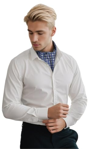 Prettystern Herren Krawattenschal aus 100% Seide Business Halstuch Schalkrawatte 2-lagig ascot Lavallière-Schal Paisley 3. Blau