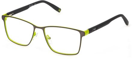 FILA Quadratisch Edelstahl Brillen in Mattes Ruthenium mit Farbigen Teilen für Herren, Brille mit Sehstärke, optional mit Sonnenbrillen tönung oder Blaulichtfilter (Modell VFI711)