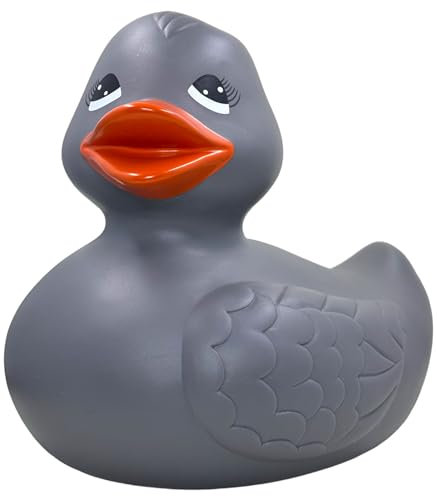 MIJOMA Canard de bain géant - Idéal pour les enfants et les adultes - Matériau durable de qualité supérieure - Modèle XXL de 25 cm de hauteur - Gris