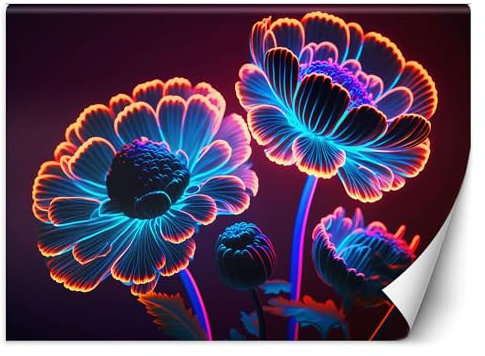 Feeby - Papier Peint Photo - Fleurs Exotiques AI 350x245 cm multicolore Décoration Murale Moderne Pour La Chambre À Coucher, Le Salon, Le Bureau, Modernes Avec Un Aspect Luxueux Et Nature Motif XXL