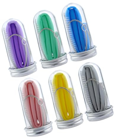 ABOOFAN 6 Pajitas Reutilizables De Silicona Doblables Con Estuche y Cepillo Morado Para Uso Doméstico