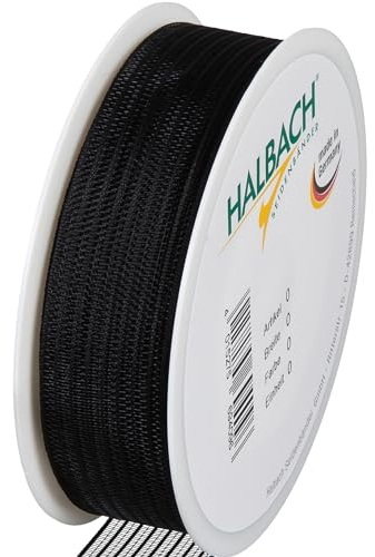 Halbach Seidenbänder Trauerflor | 25mm x 25m | Edles Trauerband für Gedenkveranstaltungen und zum Verpacken von Trauergeschenken | Farbe: schwarz